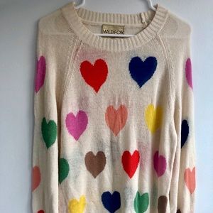 Wildfox White Label 💜❤️🧡💛💚💙 Hearts Sweater
